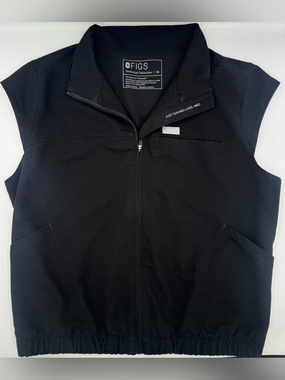 FIGS Black Lomita Full Zip - Scrub Top
